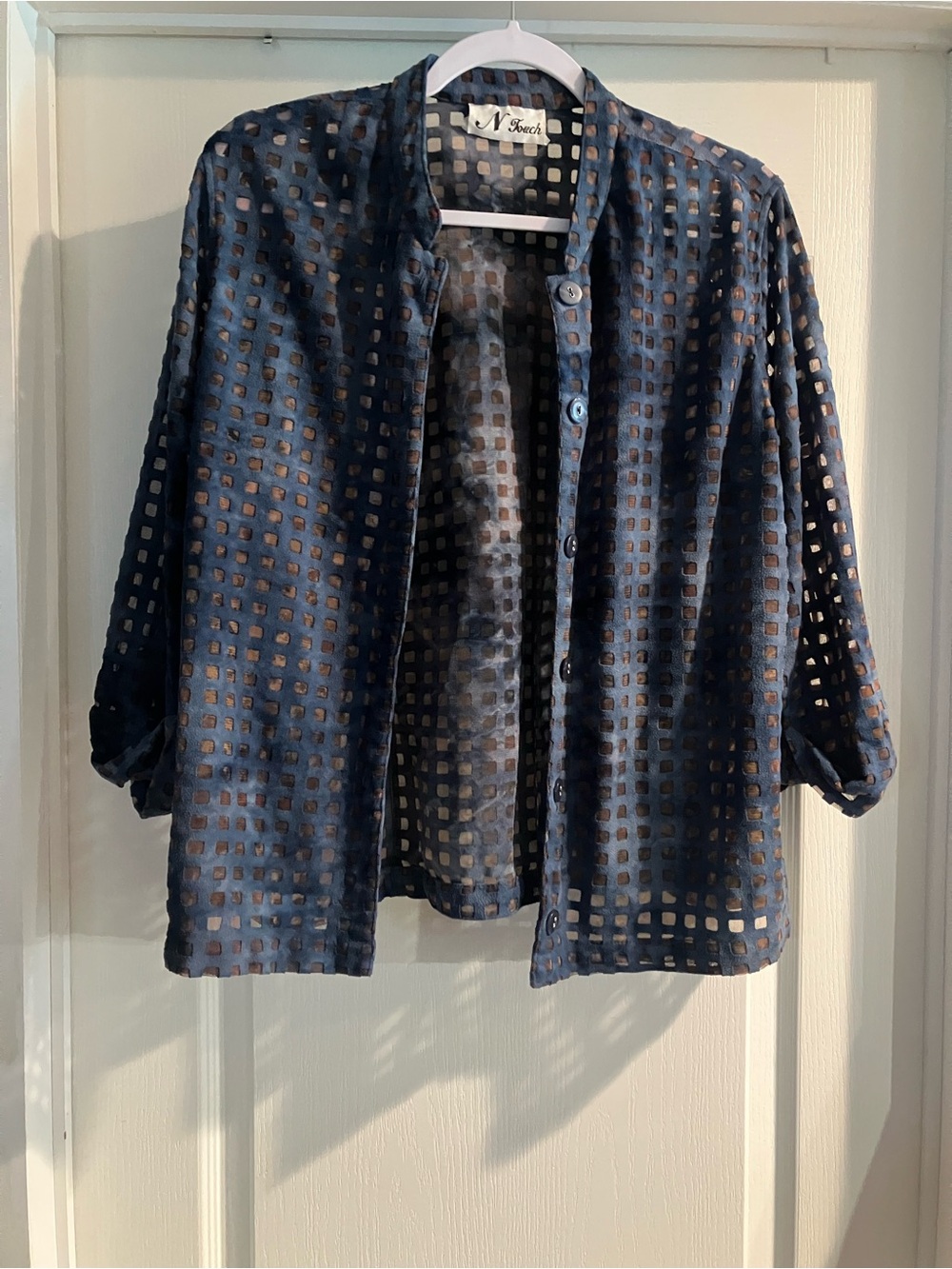 Navy Cutout Openwork Jacket